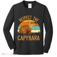 Respect The Capybara Animal Funny Capybara Lover Kids Long Sleeve Shirt thumb 0