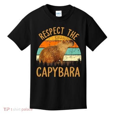 Respect The Capybara Animal Funny Capybara Lover Kids T-Shirt