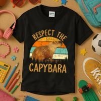 Respect The Capybara Animal Funny Capybara Lover Kids T-Shirt thumb 3