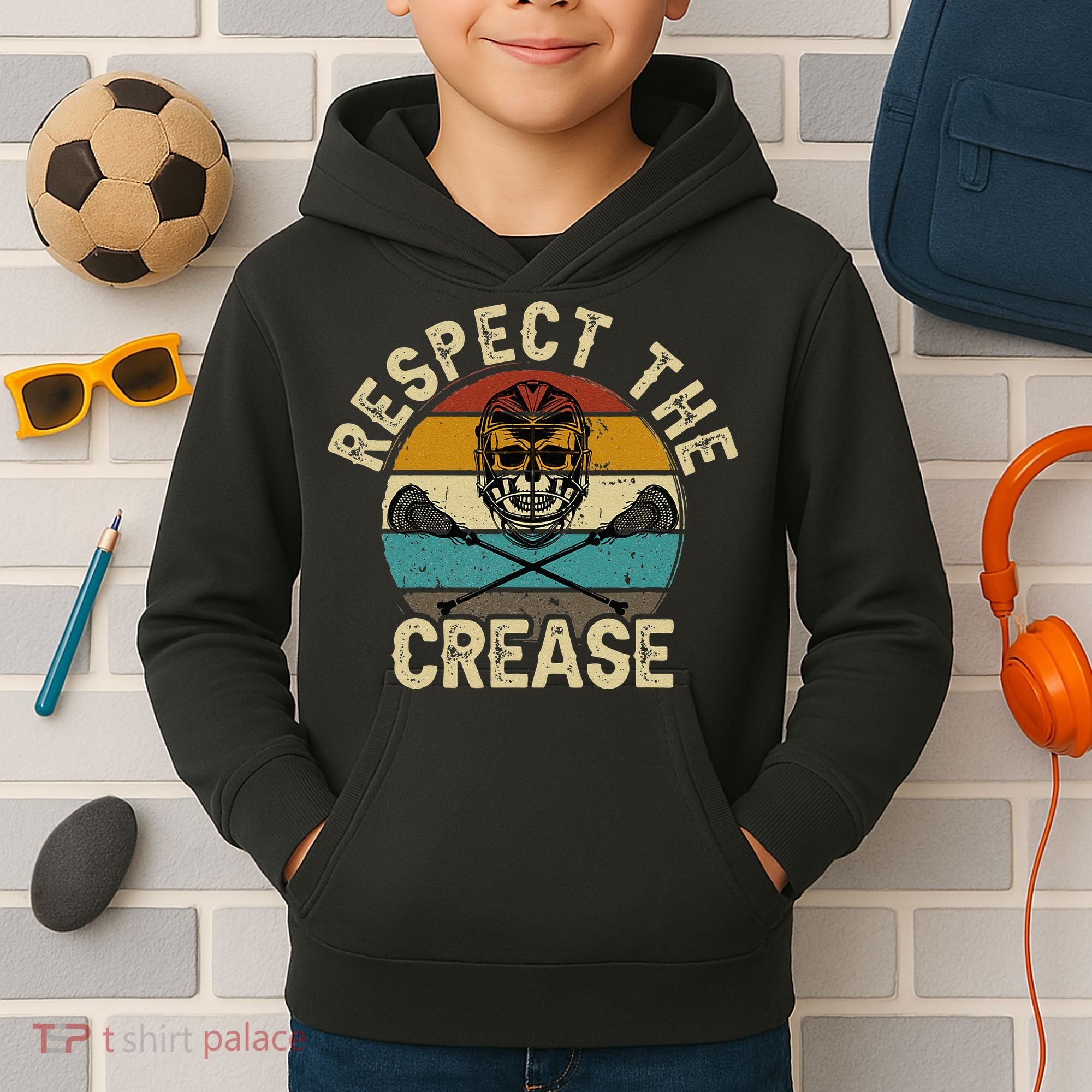 Respect the Crease Lacrosse Goalie Kids Hoodie