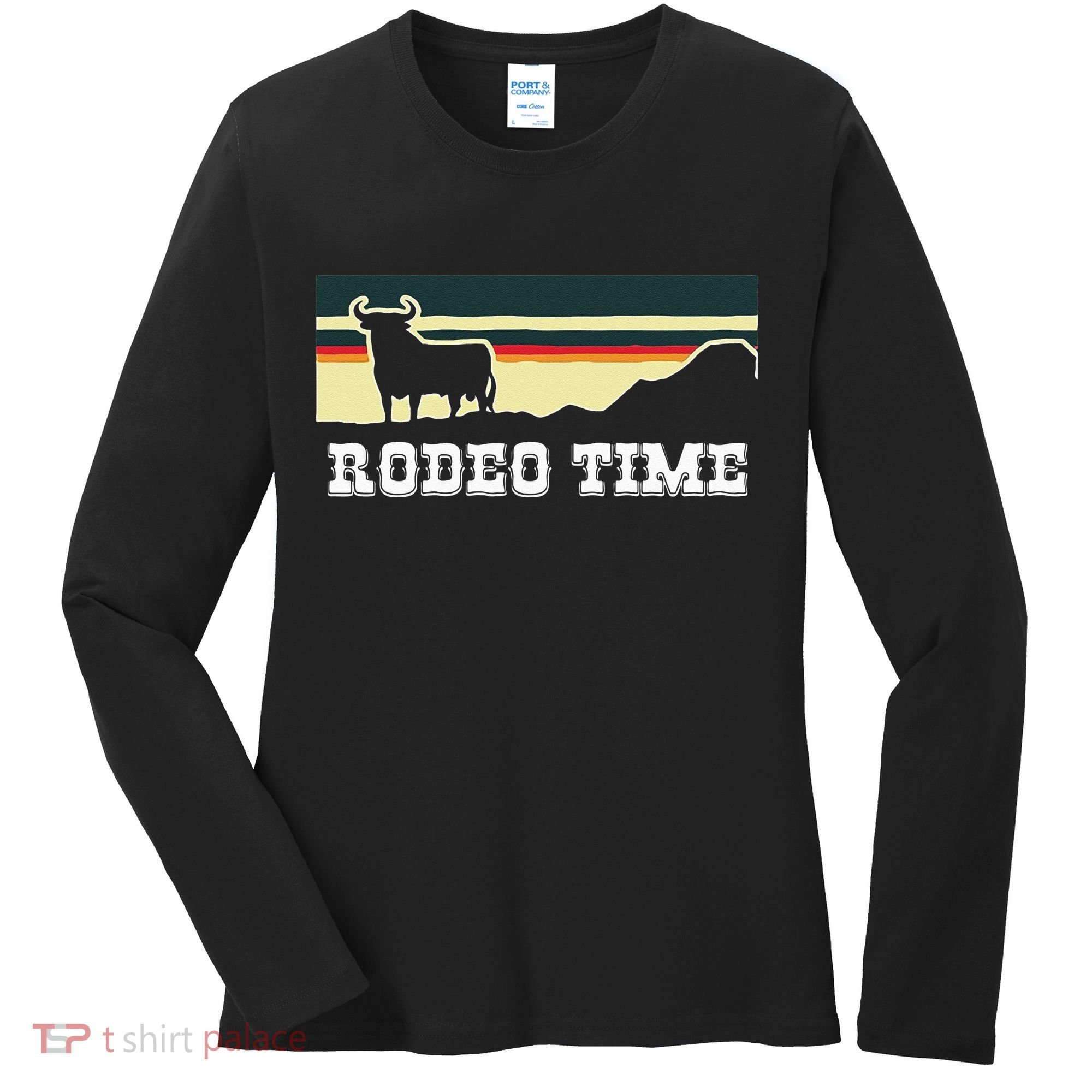 Rodeo Time Cowboy Wild West Cow Horseman Ranch Lasso Boots Women's Long Sleeve Shirt