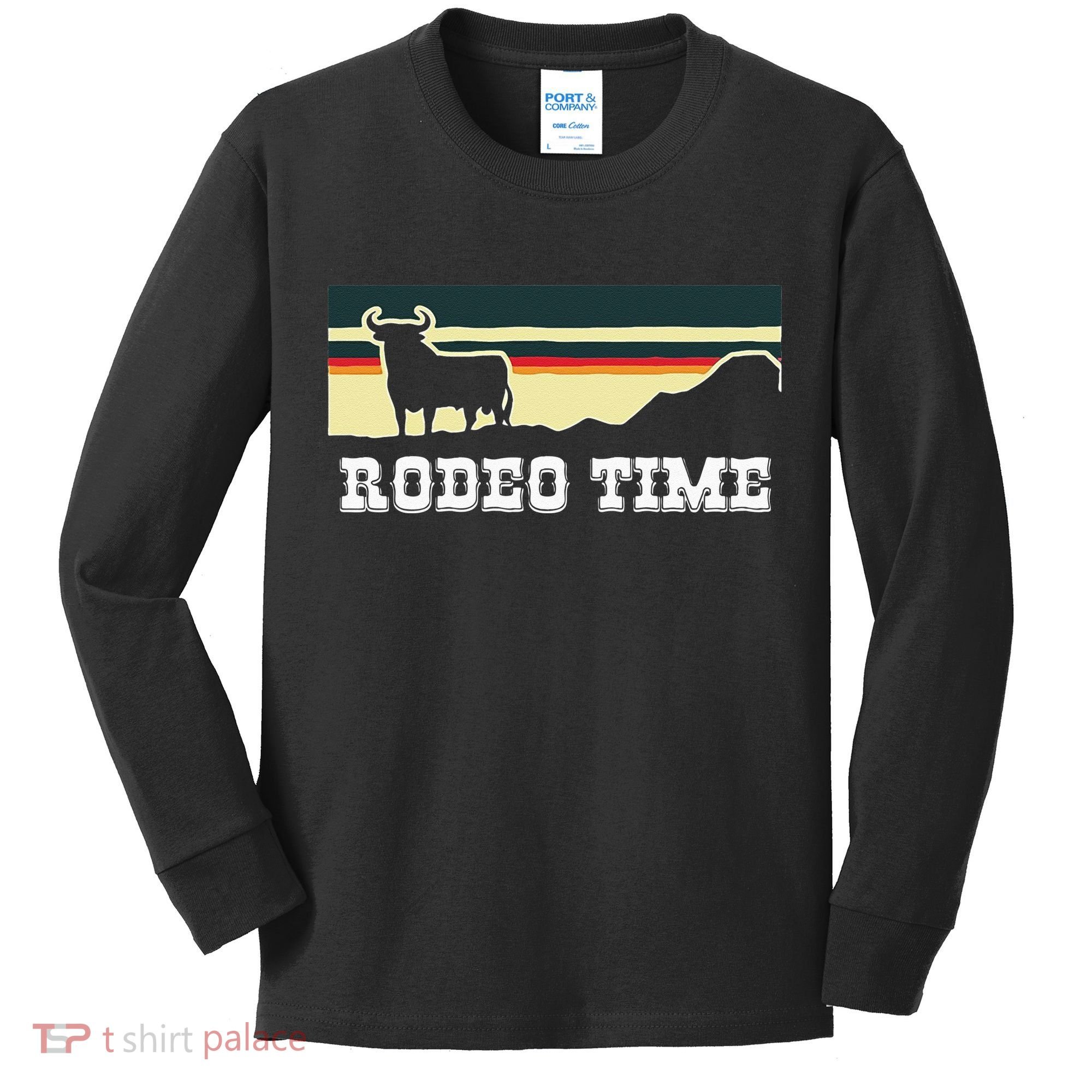 Rodeo Time Cowboy Wild West Cow Horseman Ranch Lasso Boots Kids Long Sleeve Shirt