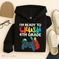 Ready To Crush 4th Grade Fourth Video Gamer First Day Boys Hoodie thumb 4