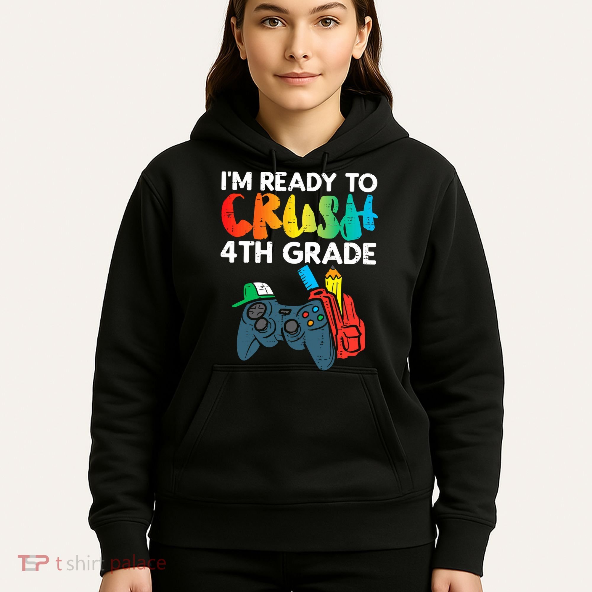 Ready To Crush 4th Grade Fourth Video Gamer First Day Boys Hoodie