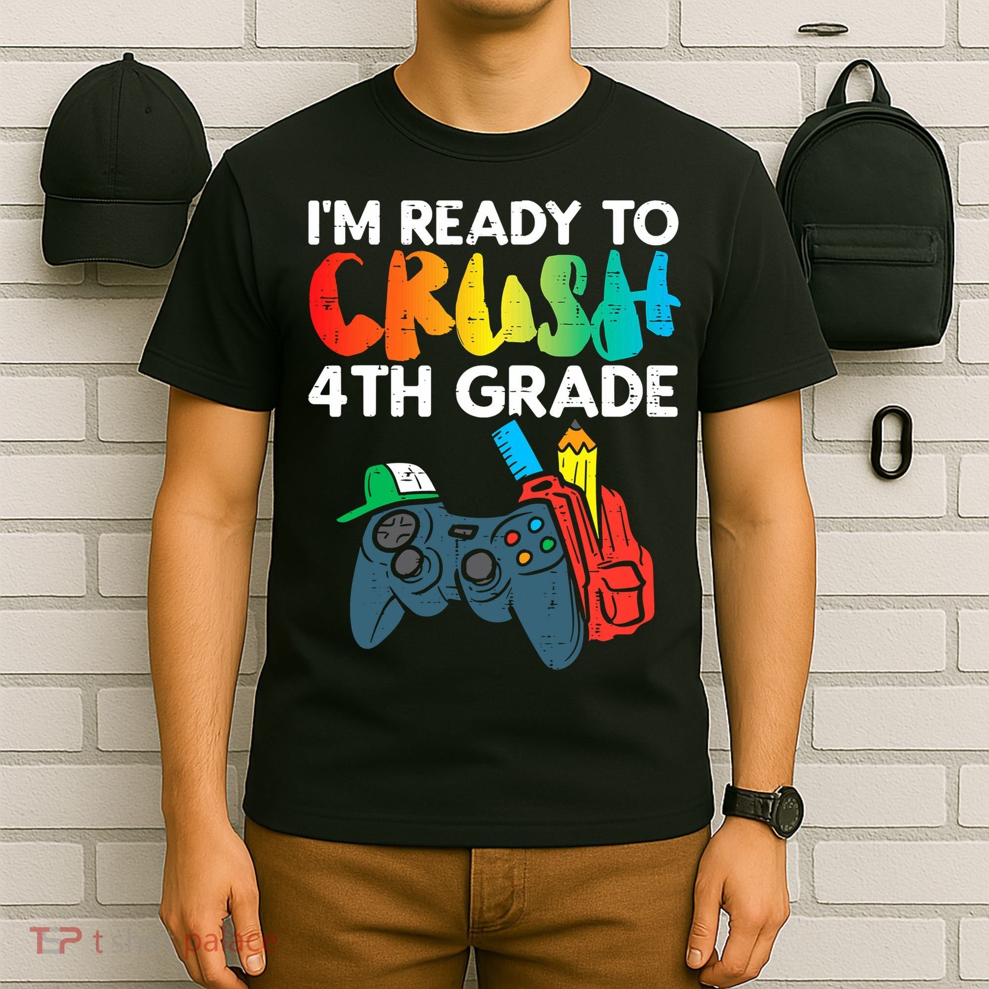Ready To Crush 4th Grade Fourth Video Gamer First Day Boys T-Shirt
