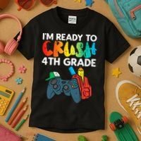 Ready To Crush 4th Grade Fourth Video Gamer First Day Boys Kids T-Shirt thumb 3