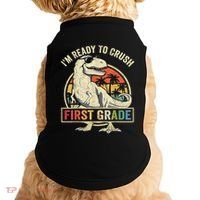 Ready To Crush First Grade 1st Day Of School Dinosaur Doggie Tank thumb 0