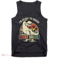Ready To Crush First Grade 1st Day Of School Dinosaur Tank Top thumb 0