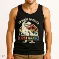 Ready To Crush First Grade 1st Day Of School Dinosaur Tank Top thumb 3