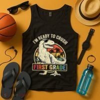 Ready To Crush First Grade 1st Day Of School Dinosaur Tank Top thumb 4