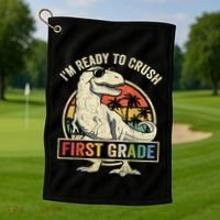 Ready To Crush First Grade 1st Day Of School Dinosaur Golf Towel thumb 1