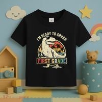 Ready To Crush First Grade 1st Day Of School Dinosaur Toddler T-Shirt thumb 3