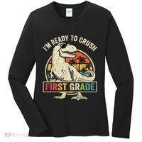 Ready To Crush First Grade 1st Day Of School Dinosaur Women's Long Sleeve Shirt thumb 0