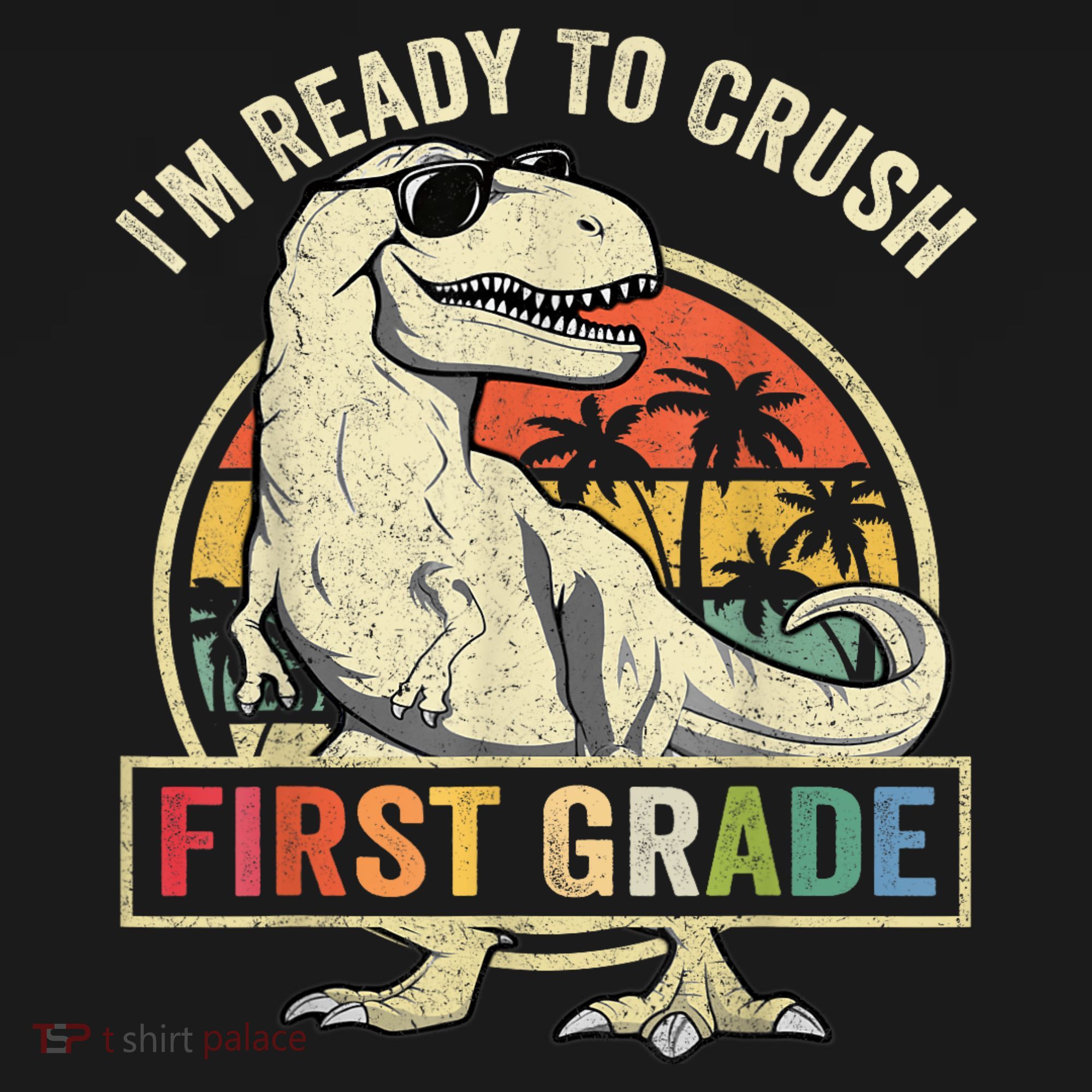 Ready To Crush First Grade 1st Day Of School Dinosaur Women's Long Sleeve Shirt