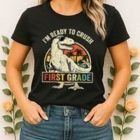 Ready To Crush First Grade 1st Day Of School Dinosaur Women's T-Shirt thumb 2