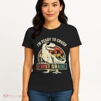 Ready To Crush First Grade 1st Day Of School Dinosaur Women's T-Shirt thumb 4