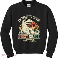 Ready To Crush First Grade 1st Day Of School Dinosaur Kids Sweatshirt thumb 0