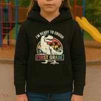 Ready To Crush First Grade 1st Day Of School Dinosaur Kids Hoodie thumb 3