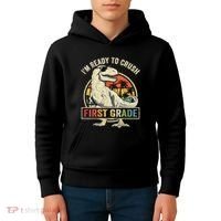 Ready To Crush First Grade 1st Day Of School Dinosaur Kids Hoodie thumb 4