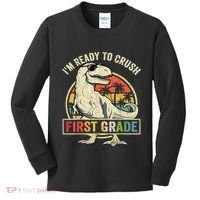 Ready To Crush First Grade 1st Day Of School Dinosaur Kids Long Sleeve Shirt thumb 0