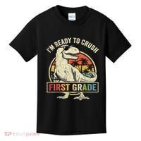 Ready To Crush First Grade 1st Day Of School Dinosaur Kids T-Shirt thumb 0