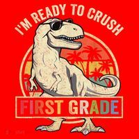 Ready To Crush First Grade 1st Day Of School Dinosaur Santa Hat thumb 1