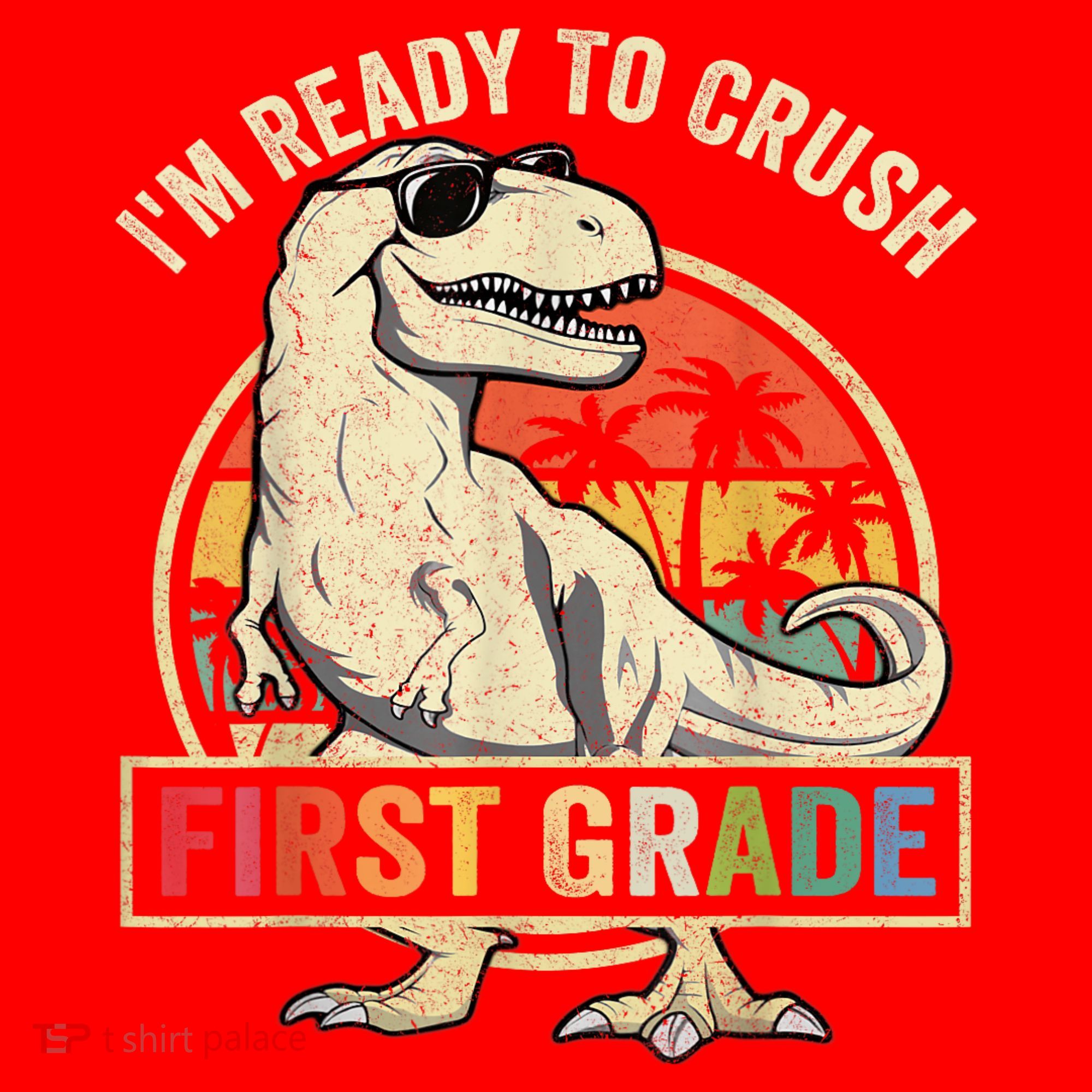 Ready To Crush First Grade 1st Day Of School Dinosaur Santa Hat