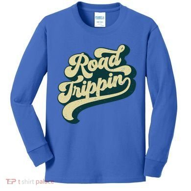 Road Trippin Cool Retro Vintage Road Trip Gift Kids Long Sleeve Shirt