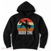 Rodeo Time Cowboy Wranglers Bucking Horse Retro Sunset Hoodie thumb 0