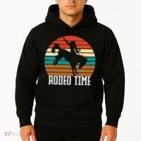 Rodeo Time Cowboy Wranglers Bucking Horse Retro Sunset Hoodie thumb 2