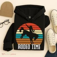 Rodeo Time Cowboy Wranglers Bucking Horse Retro Sunset Hoodie thumb 4