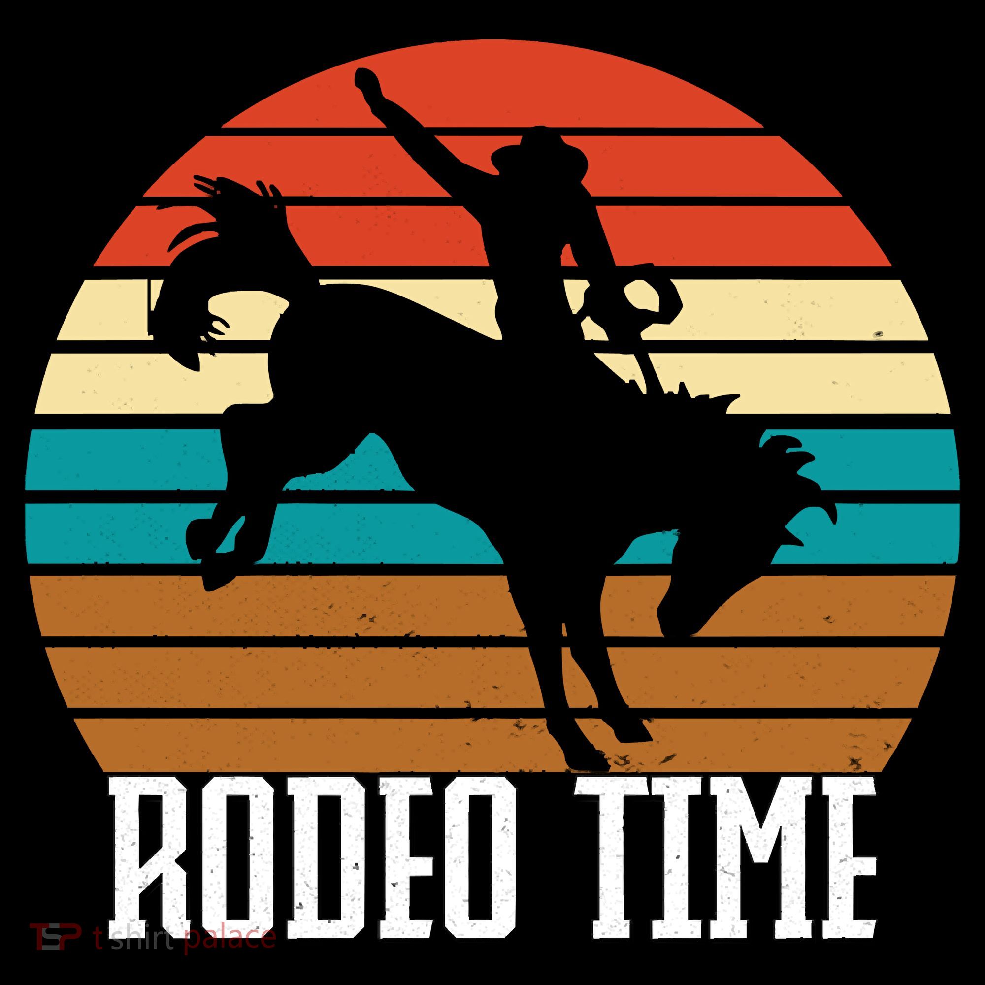 Rodeo Time Cowboy Wranglers Bucking Horse Retro Sunset Women's Hoodie
