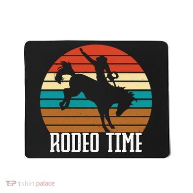 Rodeo Time Cowboy Wranglers Bucking Horse Retro Sunset Mousepad