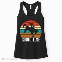 Rodeo Time Cowboy Wranglers Bucking Horse Retro Sunset Women's Tank Top thumb 0