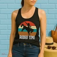 Rodeo Time Cowboy Wranglers Bucking Horse Retro Sunset Women's Tank Top thumb 2