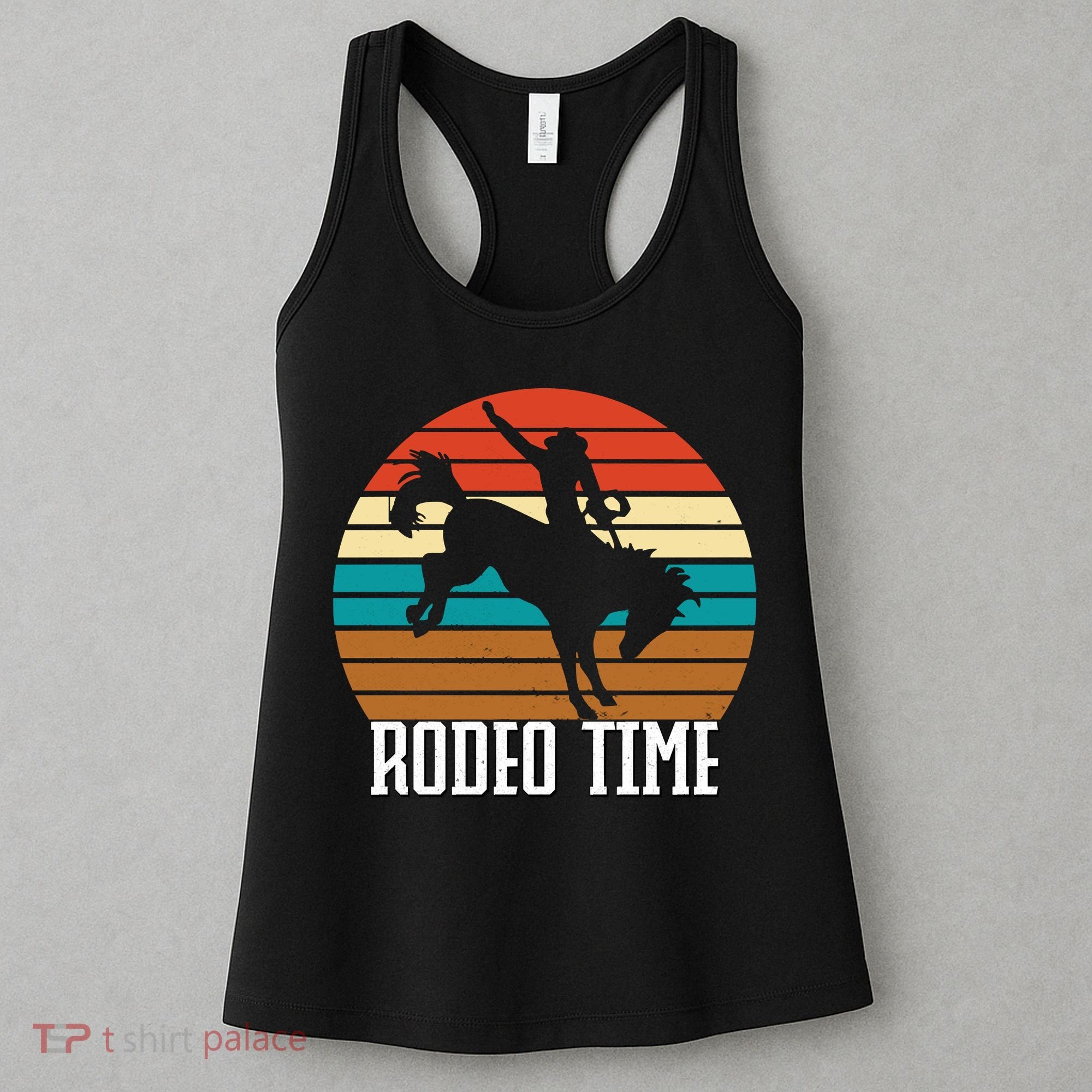 Rodeo Time Cowboy Wranglers Bucking Horse Retro Sunset Women's Tank Top