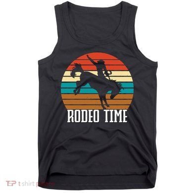 Rodeo Time Cowboy Wranglers Bucking Horse Retro Sunset Tank Top