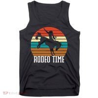 Rodeo Time Cowboy Wranglers Bucking Horse Retro Sunset Tank Top thumb 0