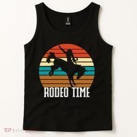 Rodeo Time Cowboy Wranglers Bucking Horse Retro Sunset Tank Top thumb 2