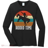 Rodeo Time Cowboy Wranglers Bucking Horse Retro Sunset Women's Long Sleeve Shirt thumb 0