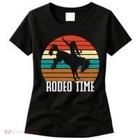 Rodeo Time Cowboy Wranglers Bucking Horse Retro Sunset Women's T-Shirt thumb 0