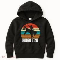 Rodeo Time Cowboy Wranglers Bucking Horse Retro Sunset Kids Hoodie thumb 0