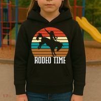 Rodeo Time Cowboy Wranglers Bucking Horse Retro Sunset Kids Hoodie thumb 3