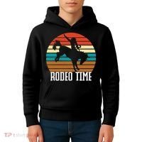 Rodeo Time Cowboy Wranglers Bucking Horse Retro Sunset Kids Hoodie thumb 4