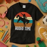 Rodeo Time Cowboy Wranglers Bucking Horse Retro Sunset Kids T-Shirt thumb 3