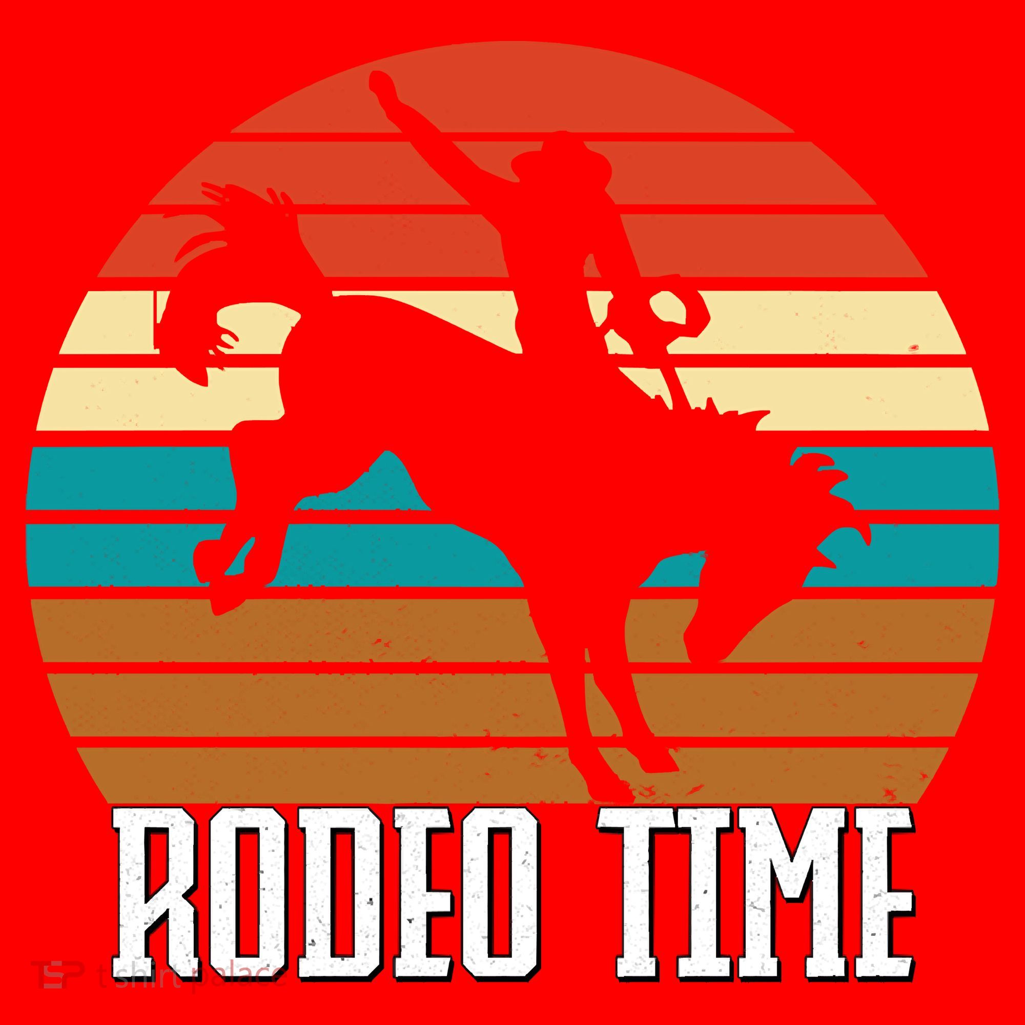 Rodeo Time Cowboy Wranglers Bucking Horse Retro Sunset Santa Hat