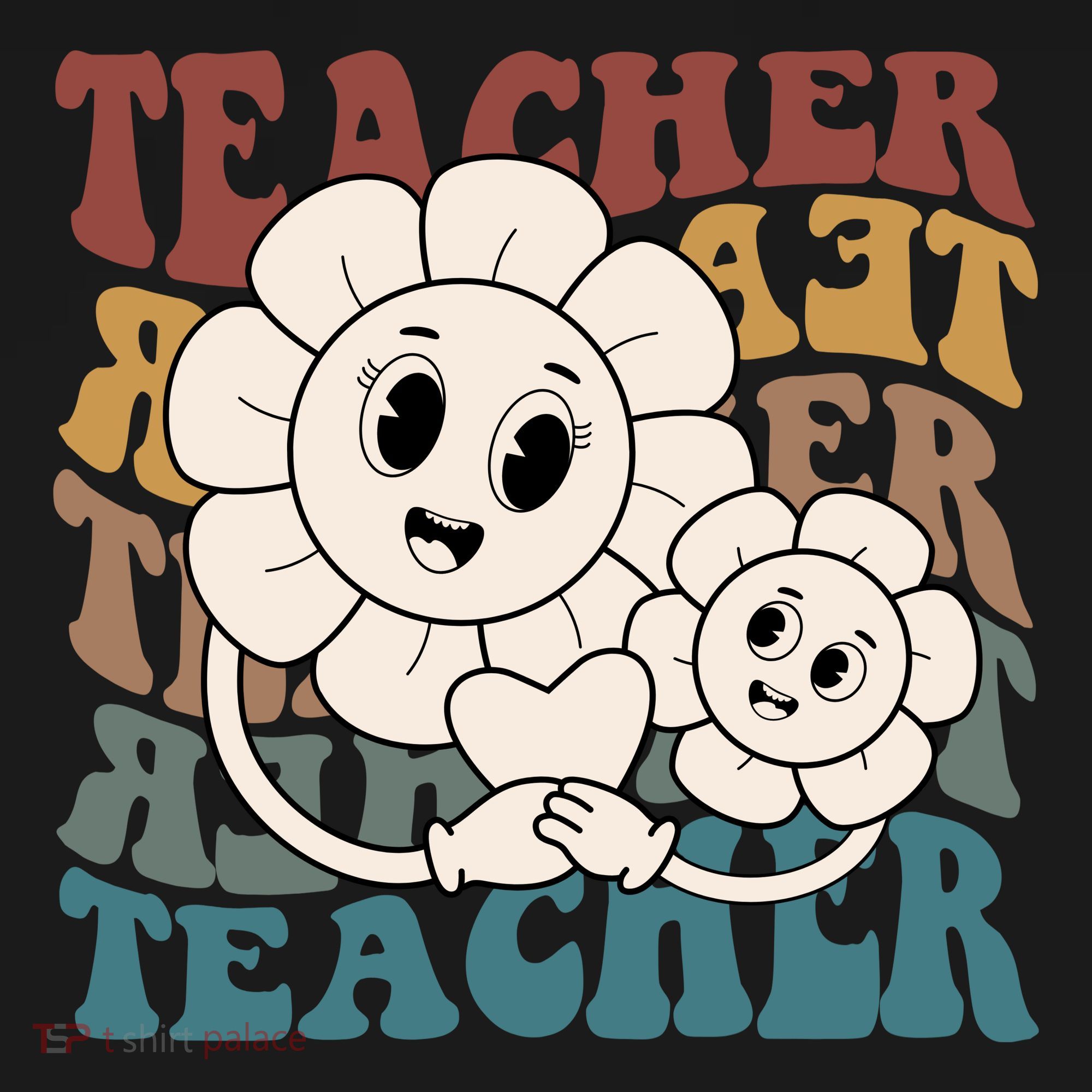 Retro Teacher Cute Gift Sunflower Heart Backpack