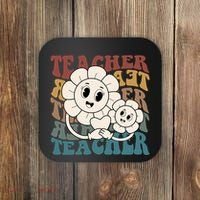 Retro Teacher Cute Gift Sunflower Heart Coaster thumb 0