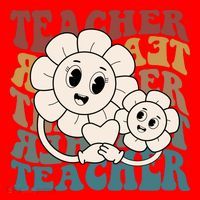 Retro Teacher Cute Gift Sunflower Heart Santa Hat thumb 1