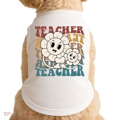Retro Teacher Cute Gift Sunflower Heart Doggie Tank